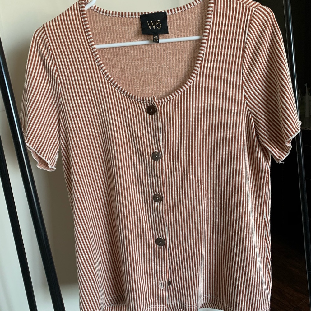 Red and white pinstriped top